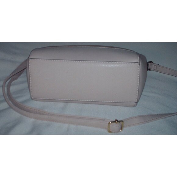 Liz Claiborne Beige Purse & Strap Silver Design Window Pane w/Gold Tone Handle - Picture 7 of 10